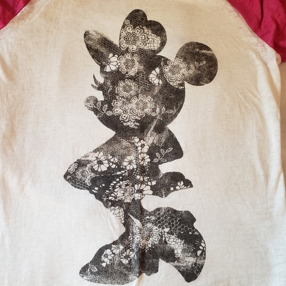 Disney Mimi Mouse Cotton & Polyester Pink Baseball Shirt Size S NWT - Picture 2 of 5